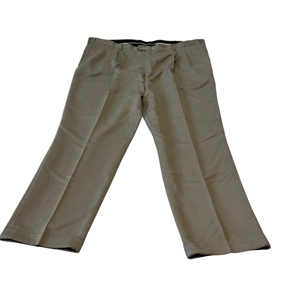 Oak Creek Big & Tall Pleated‎ Dress Pants 50x32 Khaki Brown Cotton Cuffed